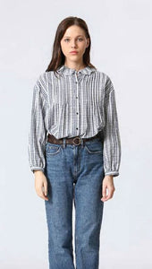 Navy Check Cotton Blouse