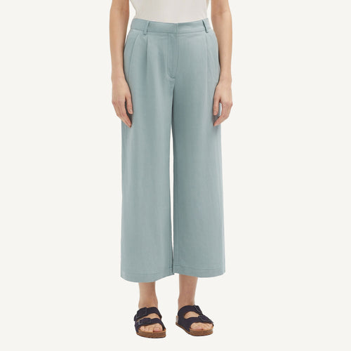 Basic Linen Darts Pants - Blue Aquan Green