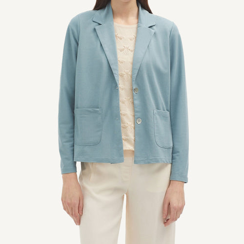 Basic Linen Jacket - Blue Aquan Green