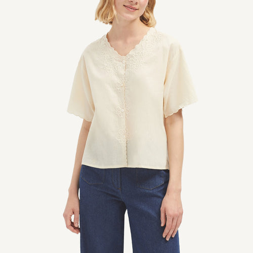 Cotton Embroidered Shirt - Ecru