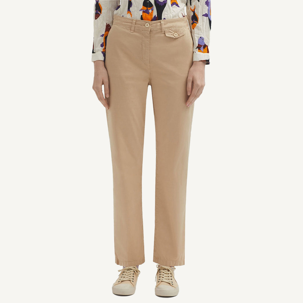 Satin Chino Pants - Beige