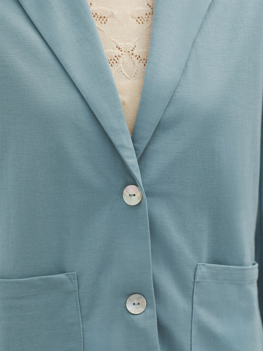 Basic Linen Jacket - Blue Aquan Green