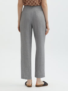 Linen Button Pants - Mid Grey