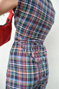 Navy - Multicolor Check Wrap Dress