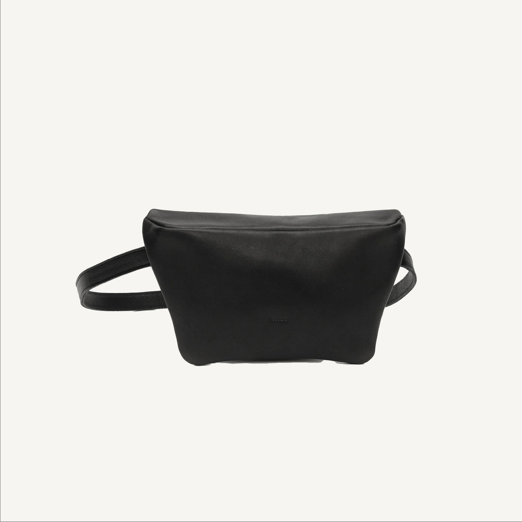 Black Leather Fanny Pack