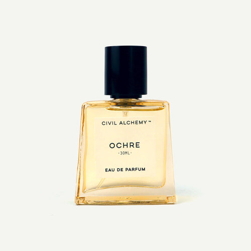 Perfume bottle labeled 'Ochre' by Civil Alchemy on a white background