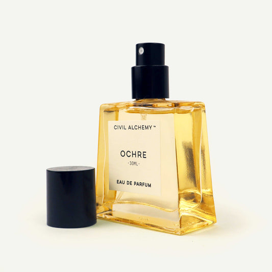 Perfume bottle labeled 'Ochre' by Civil Alchemy on a white background