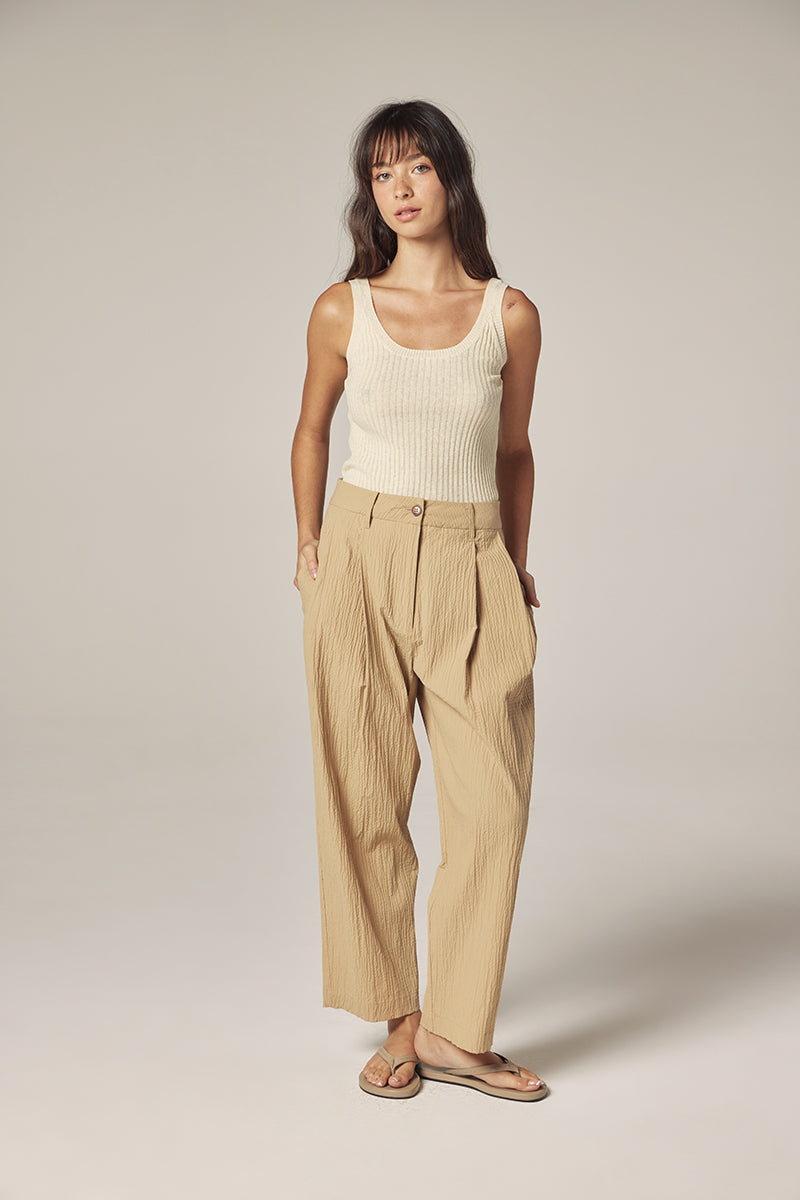 Elastic Back Pants Tan