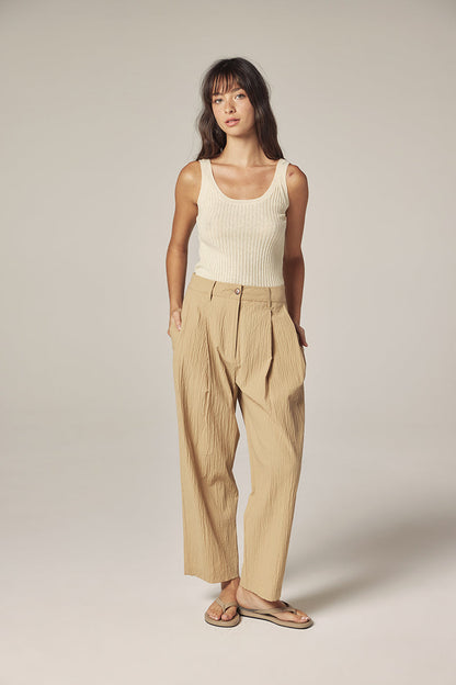 Elastic Back Pants Tan