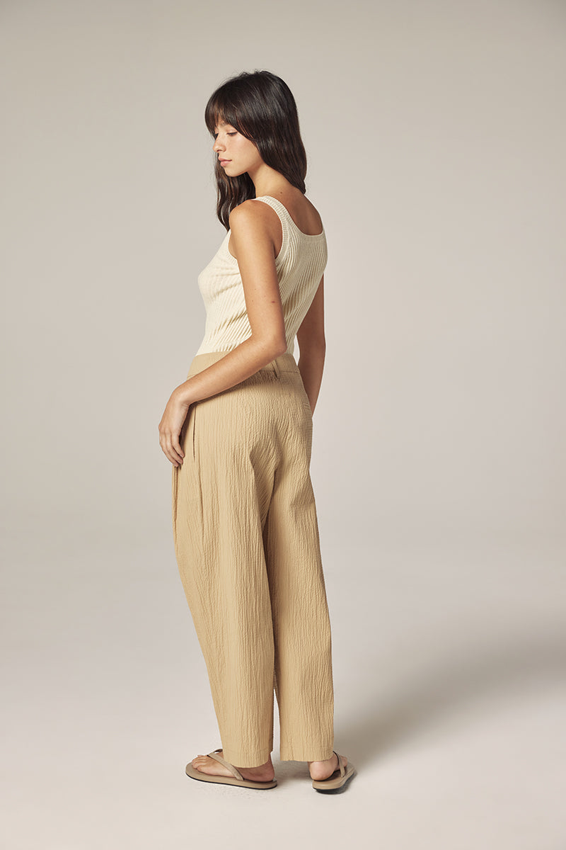 Elastic Back Pants Tan