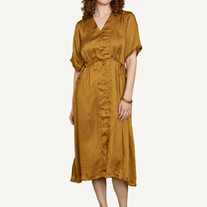 Modal Satin Dress - Turmeric