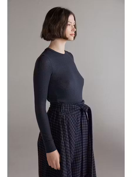 Wool Blend Knit Top - Denim