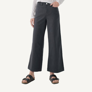 Twill Denim Wide Leg Pant - Black