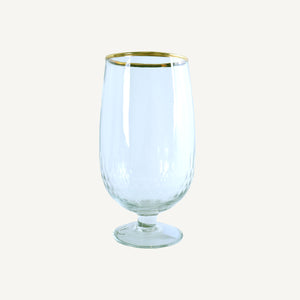 Etched Beer Glass with Gold Rim - Set of 6