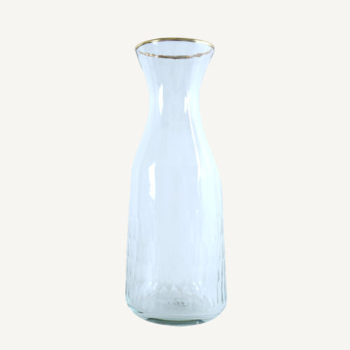 Etched Glass Carafe with Gold Rim