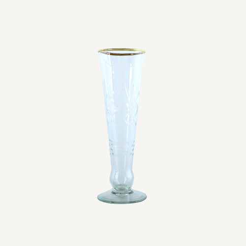 Etched Glass Flute with Gold Rim - Set of 6