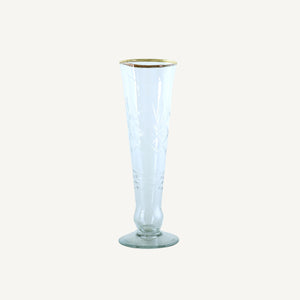 Etched Glass Flute with Gold Rim - Set of 6