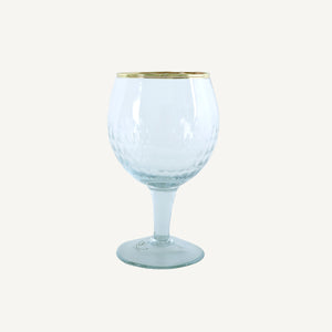 Etched Wine Glass with Gold Rim - Set of 6