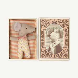 Sleepy Wakey Baby Mouse in Matchbox - Rose