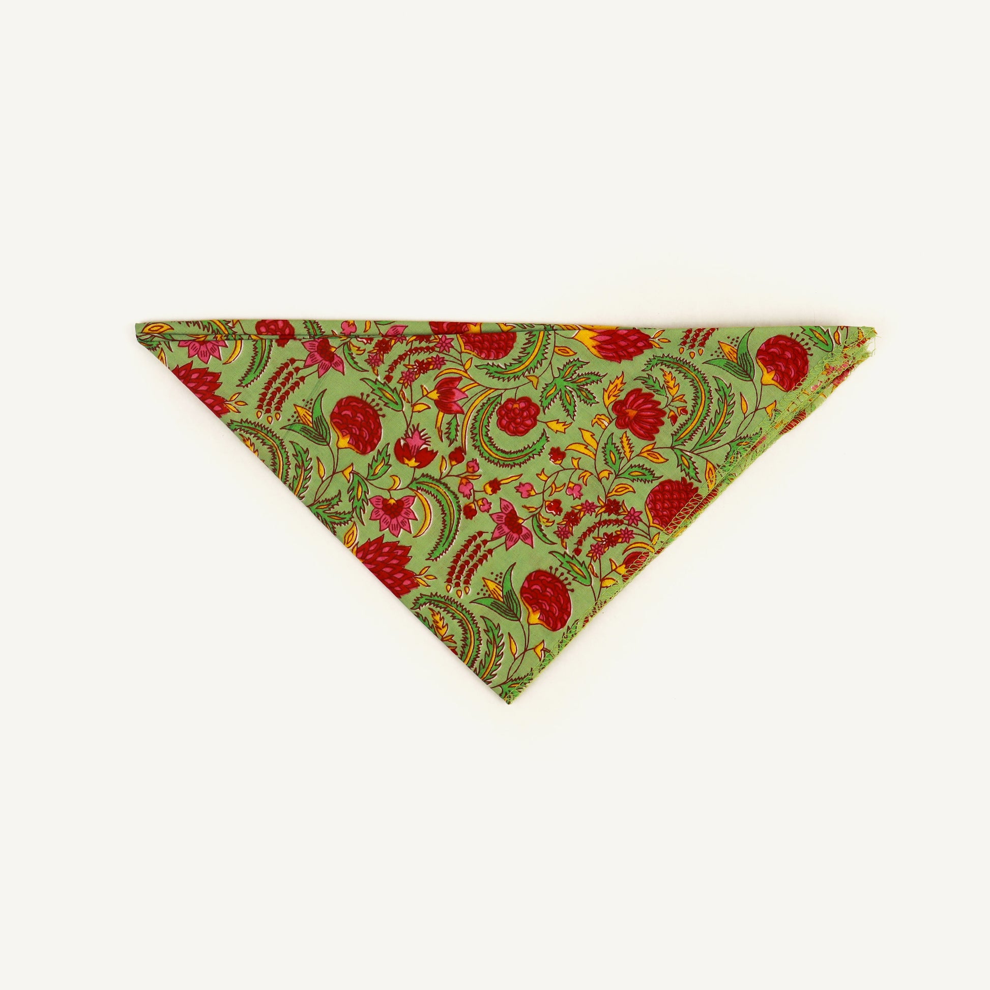 Triangular bandana with floral pattern on a white background