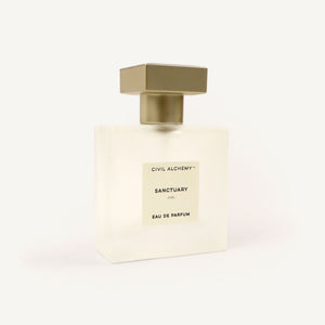 Perfume bottle labeled 'Sanctuary' by 'Civil Alchemy' on a white background