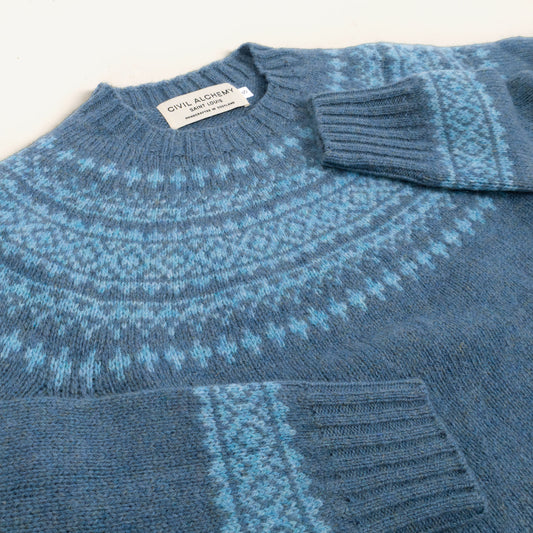 Shetland Crewneck - Cirrius/Loch Blue