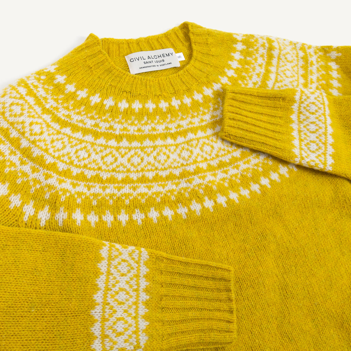 Shetland Crewneck - Citrine/Snow White