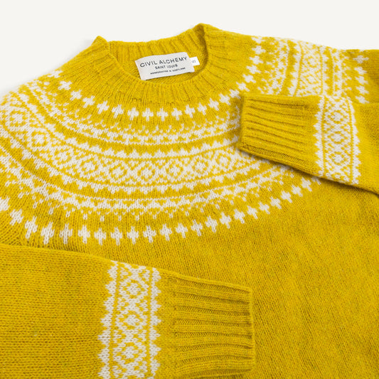Shetland Crewneck - Citrine/Snow White