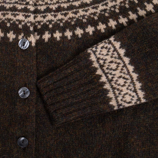 Shetland Fair Isle Cardigan - Pebble/Basalt