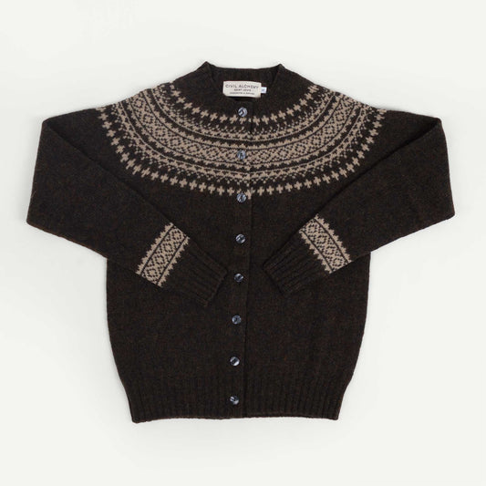 Shetland Fair Isle Cardigan - Pebble/Basalt