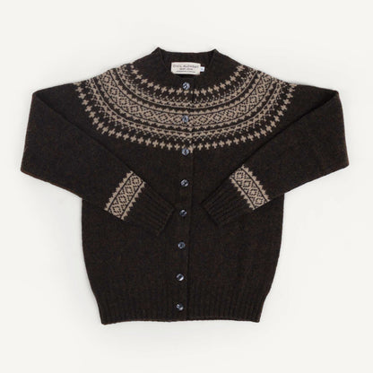 Shetland Fair Isle Cardigan - Pebble/Basalt