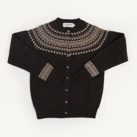 Shetland Fair Isle Cardigan - Pebble/Basalt