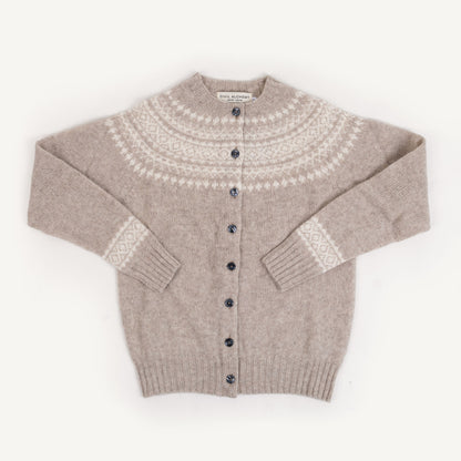 Shetland Fair Isle Cardigan - Vellum/Snow White