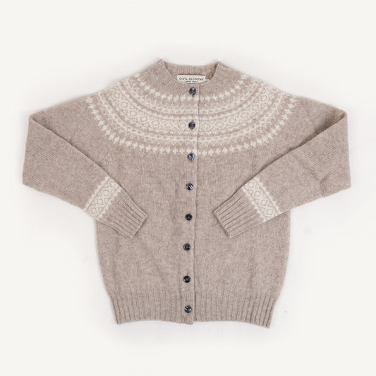 Shetland Fair Isle Cardigan - Vellum/Snow White