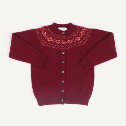 Shetland Fair Isle Cardigan - Claret