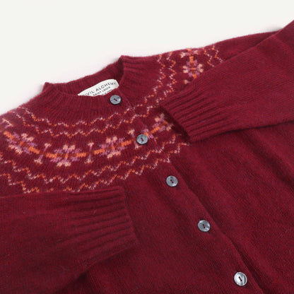 Shetland Fair Isle Cardigan - Claret
