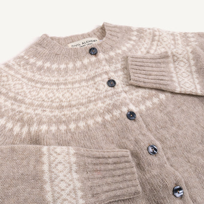Shetland Fair Isle Cardigan - Vellum/Snow White