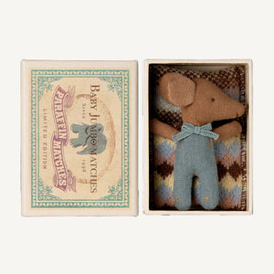 Sleepy Wakey Baby Mouse in Matchbox - Blue