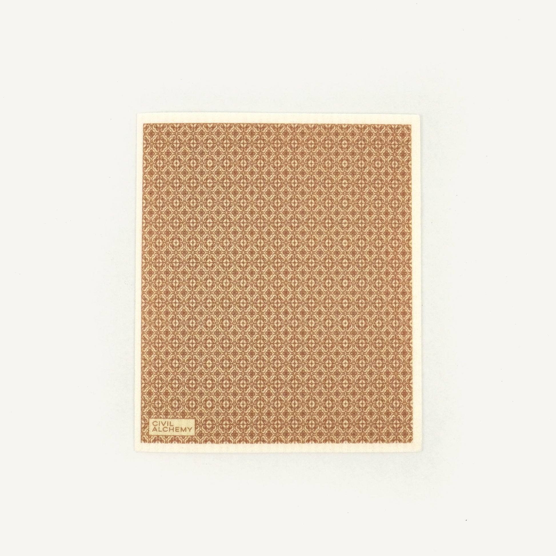 Patterned Swedish dishcloth with geometric design on a white background