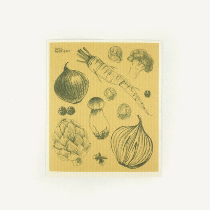 Illustration of vegetables on a yellow background