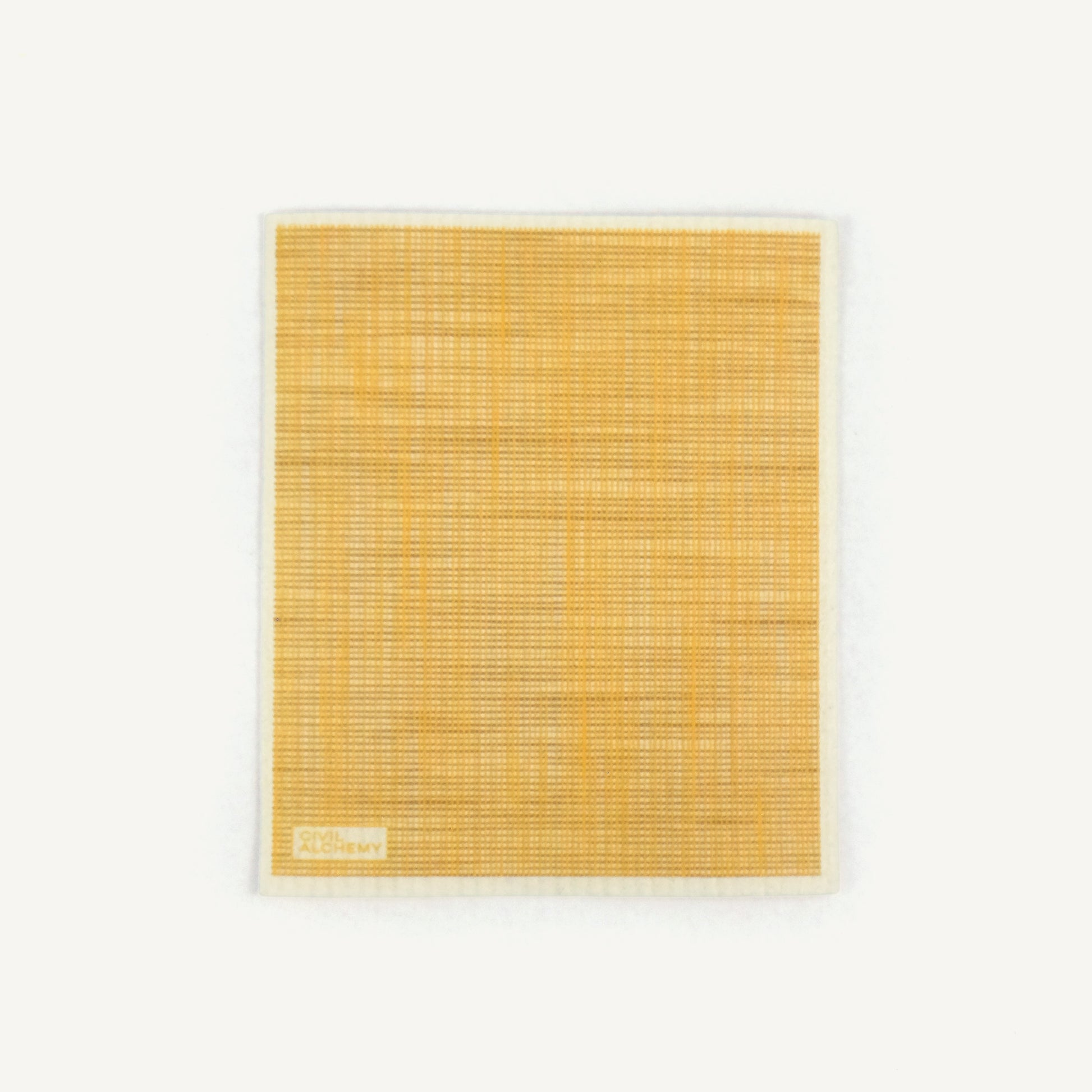 Yellow woven Swedish dishcloth on a white background
