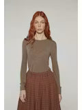 Wool Blend Knit Top - Brown
