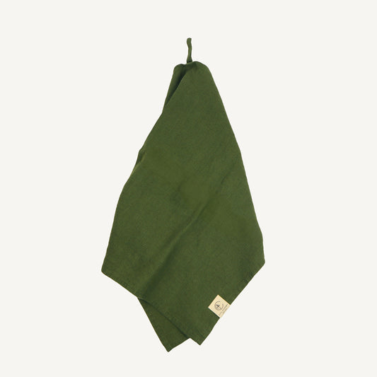 Vintage Linen Kitchen Towel - Dark Green
