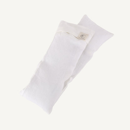 White sock with a brand label on a light gray background