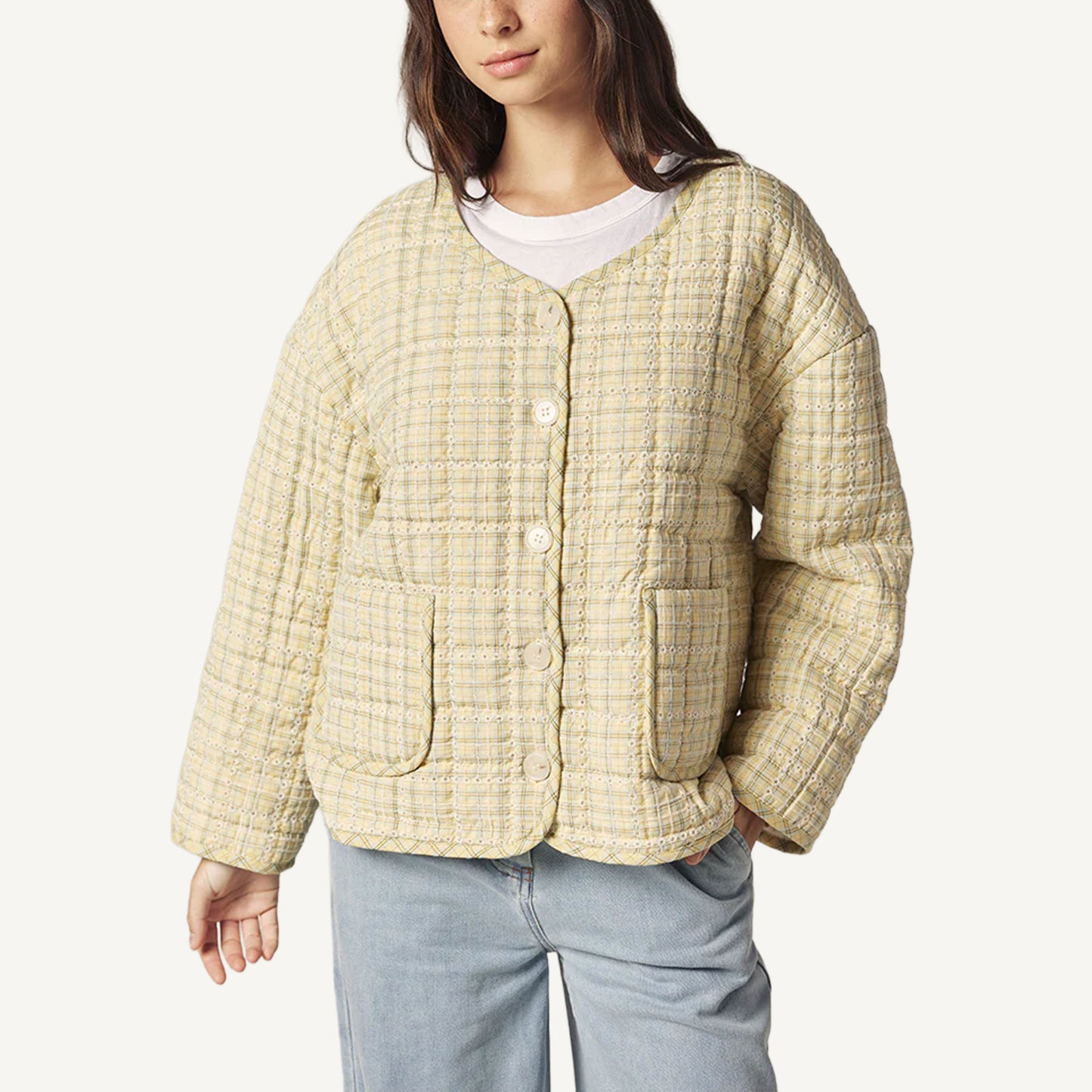 Eyelet Reversible Quilted Jacket