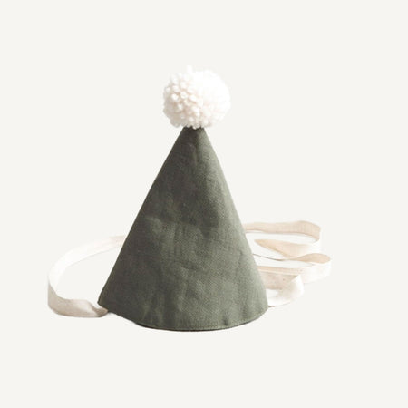 Linen Birthday Hat - Forest Green