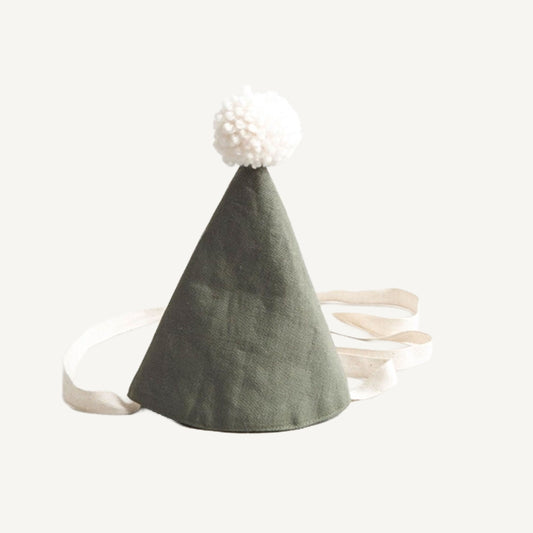 Linen Birthday Hat - Forest Green