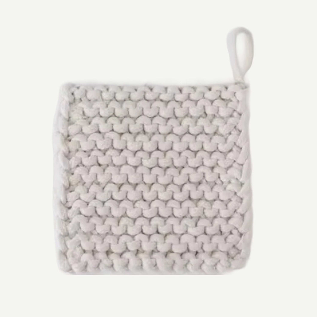 Cotton Crocheted Pot Holder - White