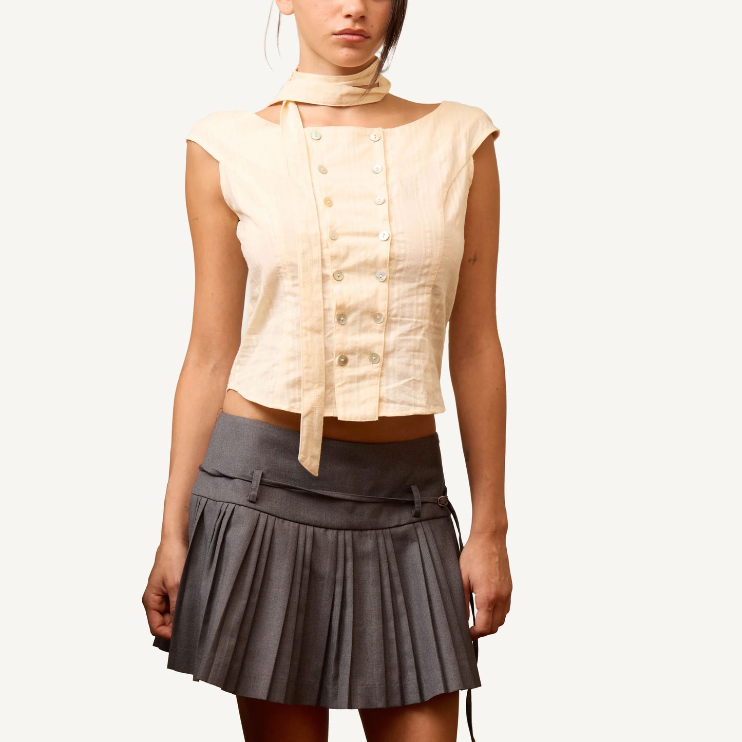 Butter Stripe Tie Shirt