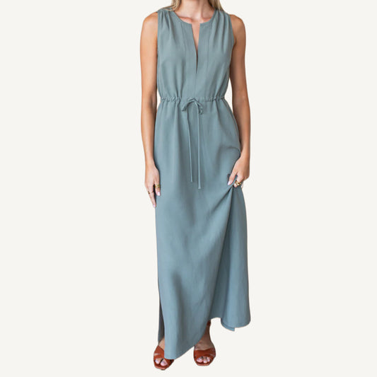 Grecian Keyhole Dress - Agave Linen